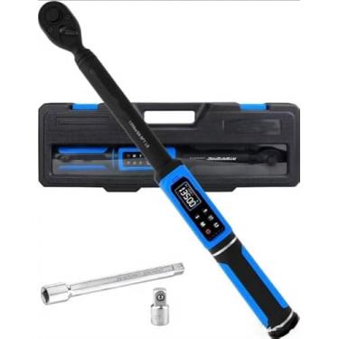 Imagem de PUIBERS Chave de torque digital de 1/5.1 cm, 2-135 Nm, ± 2% de precisão, com cabeça do conversor 1/2-3/8 e haste de extensão, para carros, motocicletas, bicicletas