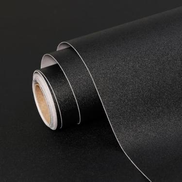 Imagem de Papel de parede preto preto para contato preto sólido conjunto de rolo de vinil autoadesivo fosco à prova d'água de 59,9 cm x 599,4 cm para revestimentos de parede, armários, bancadas, quarto, cozinha