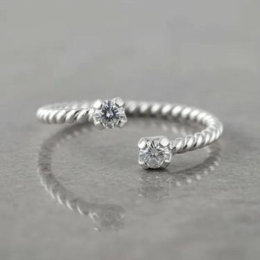 Imagem de Anel prata 925 regulavel falange P ponto de luz Pedra Zircônia Fabro Saints