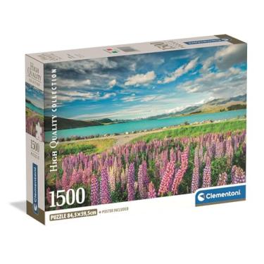 Imagem de Clementoni Coleção de Quebra-cabeças - Lupins no Lago Tekapo 1500 peças, caixa compacta - quebra-cabeça para adultos 14-99 anos, presente para homem e mulher, paisagem, feito na Itália, 31731