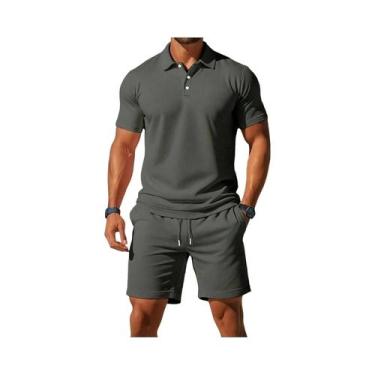 Imagem de Conjunto Masculino Casual De Duas Peças Para Praia E Esportes: Shorts 