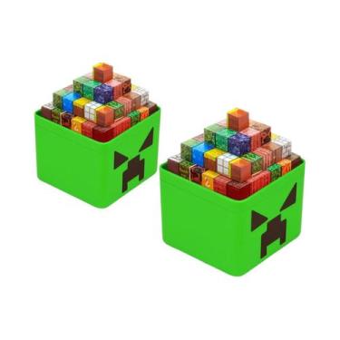 Imagem de Blocos De Construção Magnéticos Estilo Pixel Brinquedo Cubo Com Tampa 