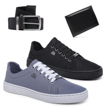 Imagem de Kit 2 Tênis Masculino Casual Confort + Cinto + Carteira Social - Bless
