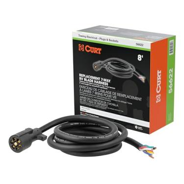 Imagem de CURT 56622 Substituição de 7 pinos RV Blade Trailer fiação plug, fios de corte sem corte de 2,5 m, caixa