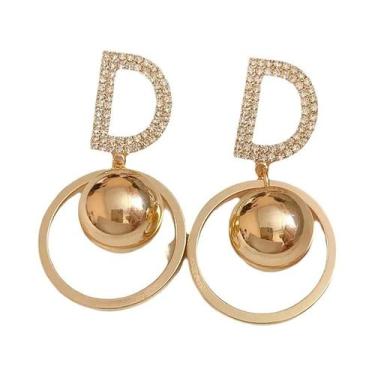 Imagem de Brincos Femininos De Zircônia Brilhante Com Letra D, Joias De Luxo Lev