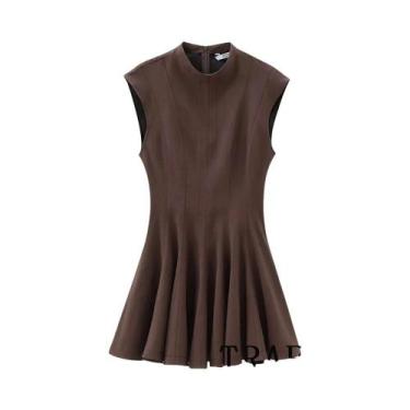 Imagem de Vestido Mini Sem Mangas Com Rendas Para Mulheres, Estilo Chic A-Line P