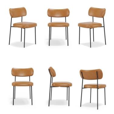Imagem de Kit 6 Cadeiras Escritório Stela material sintético Whisky - Vallisa De