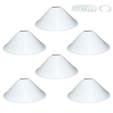 Imagem de Kehail Abajur industrial vintage em cone de ferro preto de 21,6 cm, abajur de substituição de metal para luz pendente, teto, luminária de parede, luminária de mesa e arandela - Capa de luz decorativa