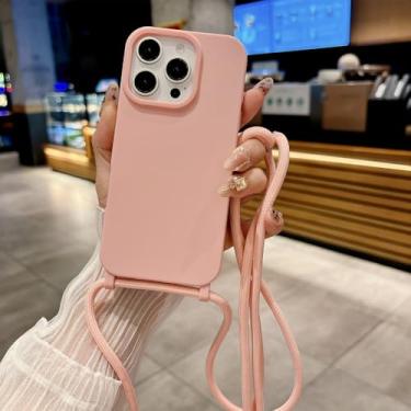 Imagem de Capa para celular com alça transversal de cordão para iPhone 16, 16e, 15, 14 Plus, 13, 12, 11 Pro Max, ajustável, cor marfim, para iPhone 14