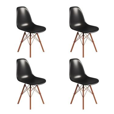 Imagem de Conjunto 4 Cadeiras Eames Tubo Ferro Cobre Assento Preto
