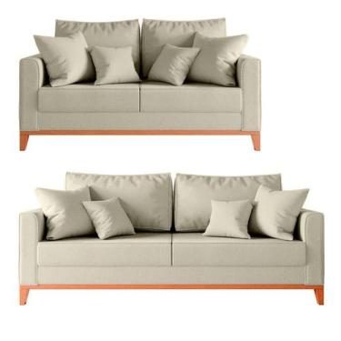 Imagem de Conjunto de Sofá 3 e 2 Lugares Beny com Base de Madeira - Élpis Móveis