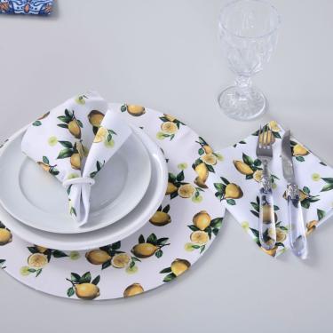 Imagem de Kit 2 Guardanapos de Tecido Estampado Allegra 2 Peças 35cm x 35cm 100% Poliéster - Limão