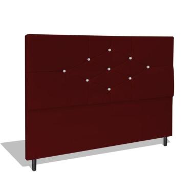 Imagem de Cabeceira Estofada Box Casal Queen Size Encosto Para Cama T Cross 164x126 Cm Marsala