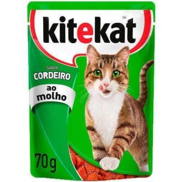Imagem de Sachê Kitekat para gatos adultos sabor cordeiro ao molho 70g.
