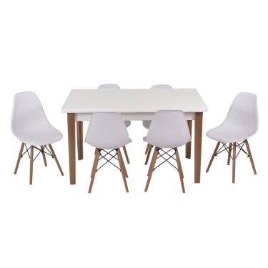 Imagem de Kit Mesa Luiza 135cm Branca 6 Cadeiras Eiffel Branco