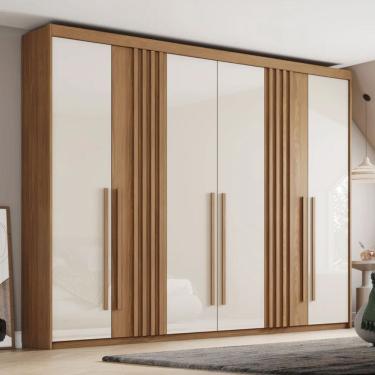Imagem de Guarda-roupa Casal 6 Portas 4 Gavetas Henn Norton Nature/off White