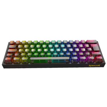 Imagem de Teclado Mecanico Gamer Redragon Fizz Clear Black Rgb