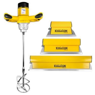 Imagem de Misturador Mel1600w Elétrico + Desempenadeira Berox 25, 40, 60cm Evolution em Aço Inox para Massa Corrida, Argamassa, Pintores, Pedreiros Menegotti Profissional Kit - 220v
