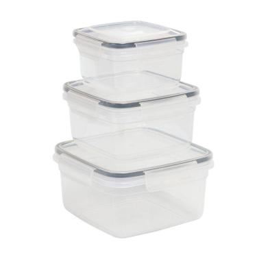 Imagem de Kit 3 Potes Quadrados Herméticos Transparente