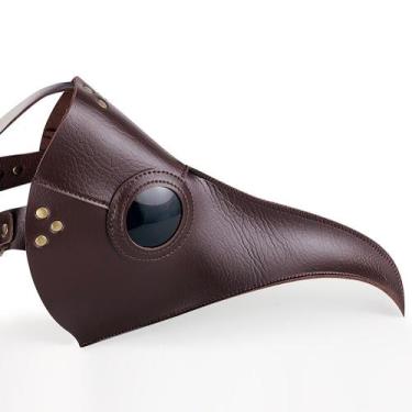 Imagem de Máscara Steampunk Plague Doctor Brown em couro PU com bico de pássaro 