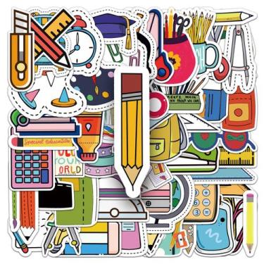 Imagem de Pacote de adesivos, material escolar, 50 peças de papelaria colorida -