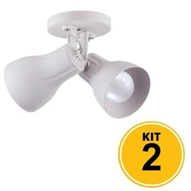Imagem de Kit 2 Spot de Sobrepor Direcionável Duplo Octa Plus 2xE27 - Branco - S