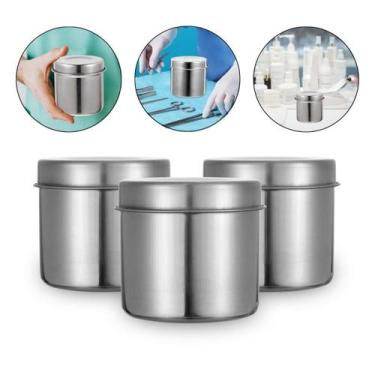 Imagem de Kit 3 Porta Gaze Algodão 9Cm Aço Inox Podologia Dentista - Arte Seduca