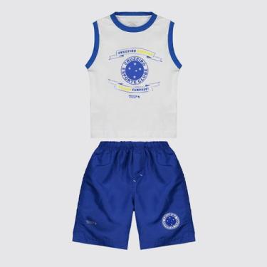 Imagem de Kit Cruzeiro Regata e Shorts Infantil Branco e Azu - Reve Dor, 1 ANO