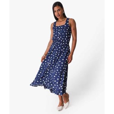 Imagem de Vestido Midi Feminino Estampa Poá Marisa Azul-58471, Azul, G