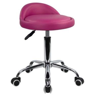 Imagem de Taburete KKTONER giratorio ajustable con respaldo de cuero PU rojo ros