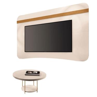 Imagem de Painel Suspenso Armony Off White Cinamomo com Mesa de Centro Sky Off White - HB Móveis