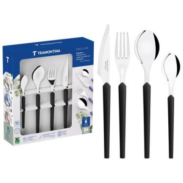 Imagem de Faqueiro Tramontina Inox 24 Peças Obelline, Preto, 24 peças