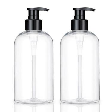 Imagem de Frascos com bomba KREMORV, kit com 2 unidades, 300 ml, transparentes e