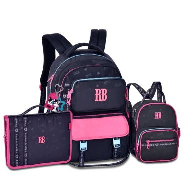 Imagem de Mochila Feminina com Lancheira e Estojo Fichário Rebecca Bonbon-Feminino