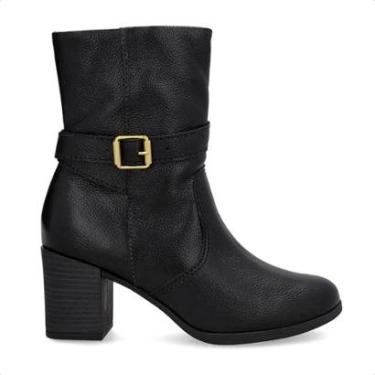 Imagem de Bota Usaflex Feminina Em Couro Salto Bloco Tira Fivela AP05001-Feminino