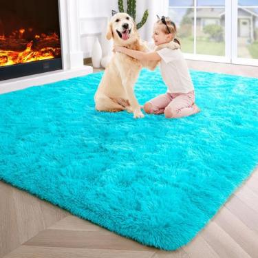 Imagem de Tapete Area Noahas Fluffy Teal Blue 120x180cm para quarto