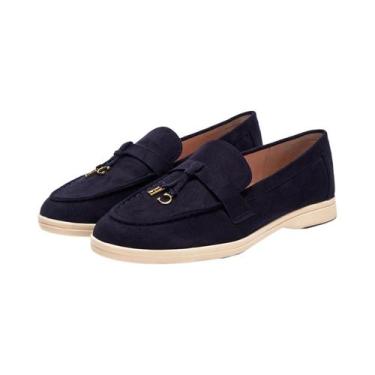 Imagem de Sapatos Femininos De Veludo Com Bico Redondo, Mocassins Clássicos, Nov
