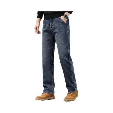 Imagem de Calças Jeans Masculinas plus Size De Inverno Com Forro De Lã, Soltas, 