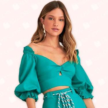 Imagem de Cropped Linho Busto Torcido - Moda Casual Chic, 40