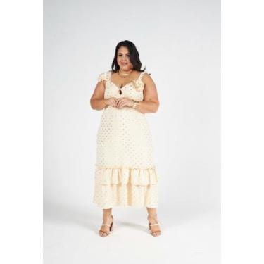 Imagem de Vestido Midi de Crepe Air Flow - Carmella Cloo Plus Size, Nude, M