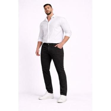 Imagem de Calça Sport Plus Size Masculina Sarja Preta Stretch Diâmetro Tradicion