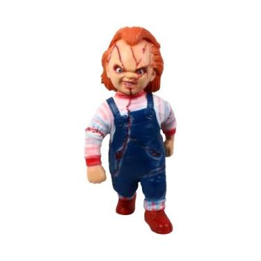 Imagem de Boneco Chucky Grande De Látex 45cm, Figura De Terror 26cm, Suporte De 