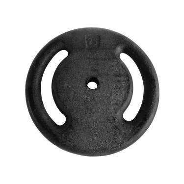 Imagem de Anilha de Musculação Ferro Fundido Pintada 25kg com Alça Lateral Preto Academia Anilhas Fitness