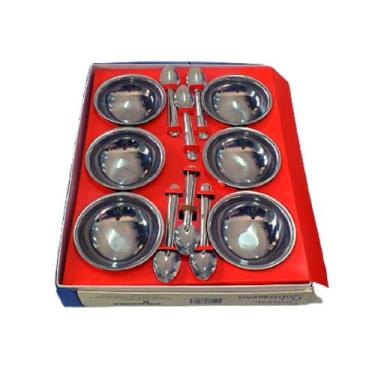 Imagem de conjunto sorvete sobremesa inox dinamika 12 pçs