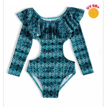 Imagem de Maiô Infantil Manga Longa Proteção Uv50 Moda Praia Top Top - Tip Top, 
