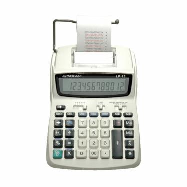 Imagem de Calculadora de Impressão Procalc LP25 12 Dígitos Bivolt Funções Financeiras Cost-Sell-Margin Preto e Vermelho
