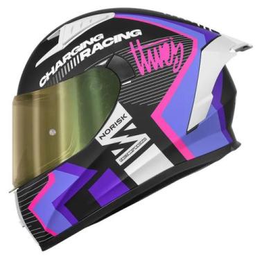 Imagem de Capacete moto fechado norisk flow vizion purple roxo 62/xl + viseira f