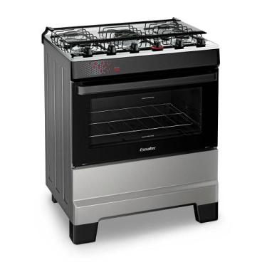 Imagem de Fogão a Gás Mesa Inox Tampa de Vidro Forno 84L Esmaltec IDEAL Top Inox