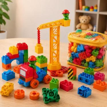 Imagem de Kit 132pcs Blocos Infantil Tchuco Blocks Didático - Samba Toys