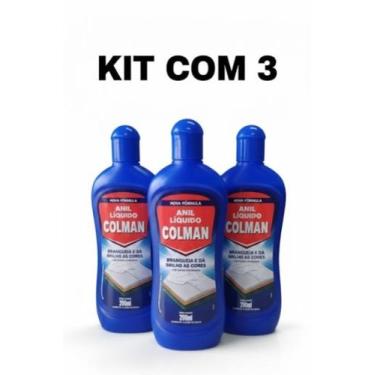 Imagem de Kit 3 Anil Líquido Branqueia e dá Brilho às Cores 200ml Colman